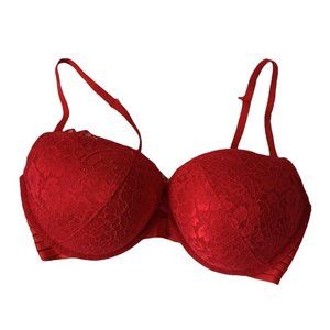 38 DDD La Senza Red Lace Beyond Sexy Classic Plunge Push-Up Bra